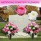 Set of 2 Artificial Cemetery Flowers with Vase – Memorial Flower Bouquet for Grave, Headstone Decoration, Indoor & Outdoor (Pink & White)